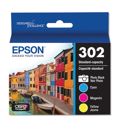 Epson T302520-S (T302) Claria Ink, Cyan/Magenta/Photo Black/Yellow, PK4 T302520-S